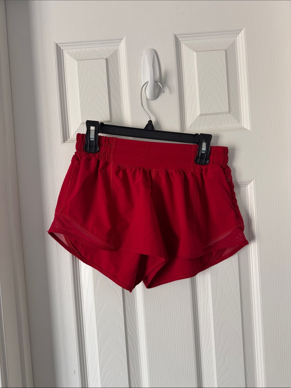Women's Red Athletic Double-Layer Running Shorts